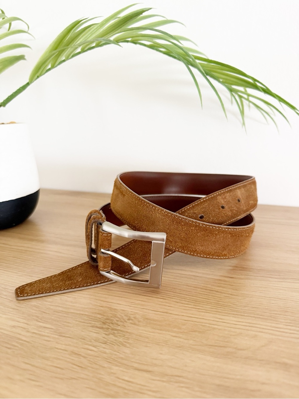 Torino USA Made Brown Suede European Leather Men's Belt Size 38
